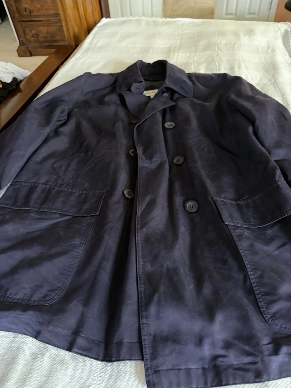 Jones New York Dark Navy Double-Breasted Trench Coat